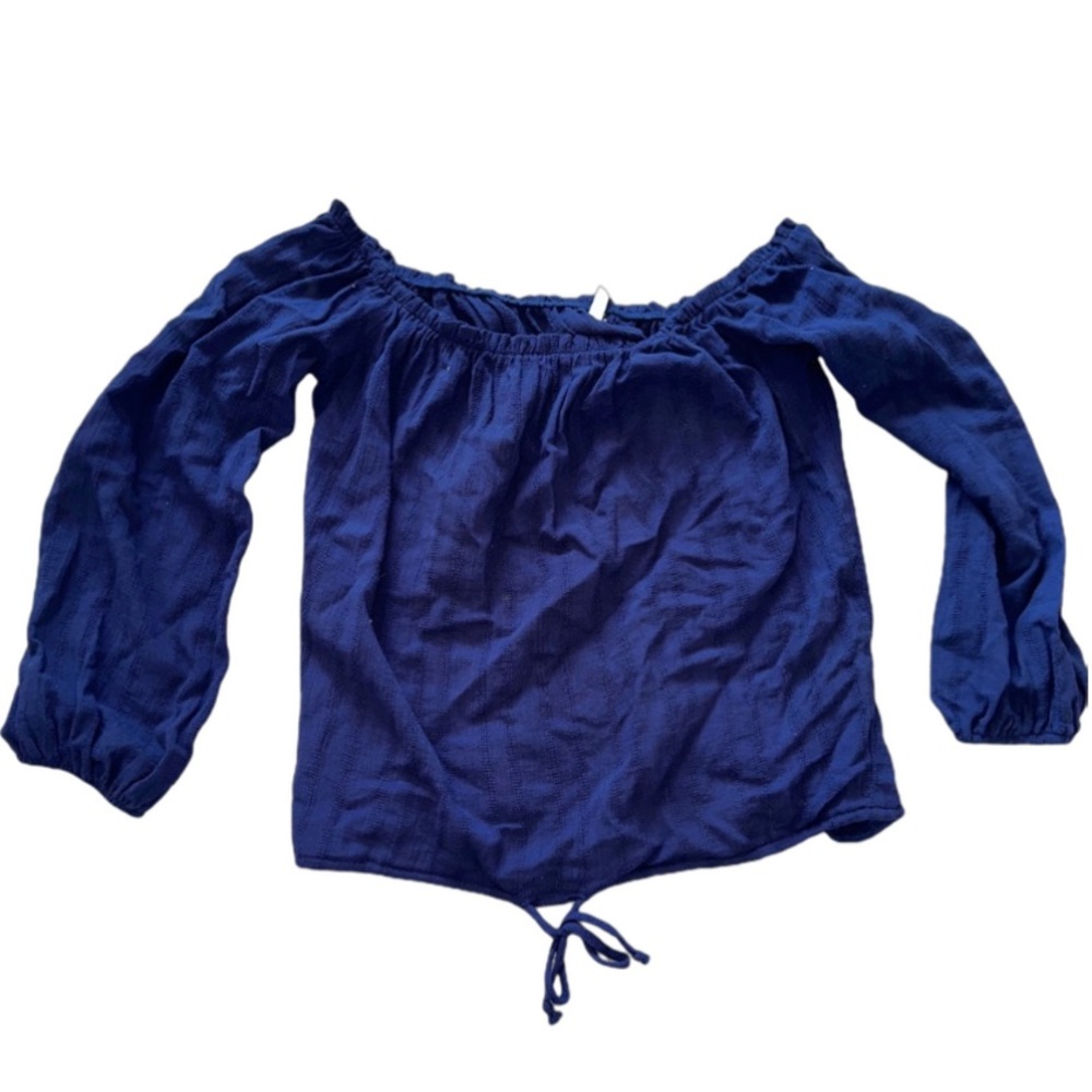 BLUE OFF-SHOULDER LONGSLEEVE TOP